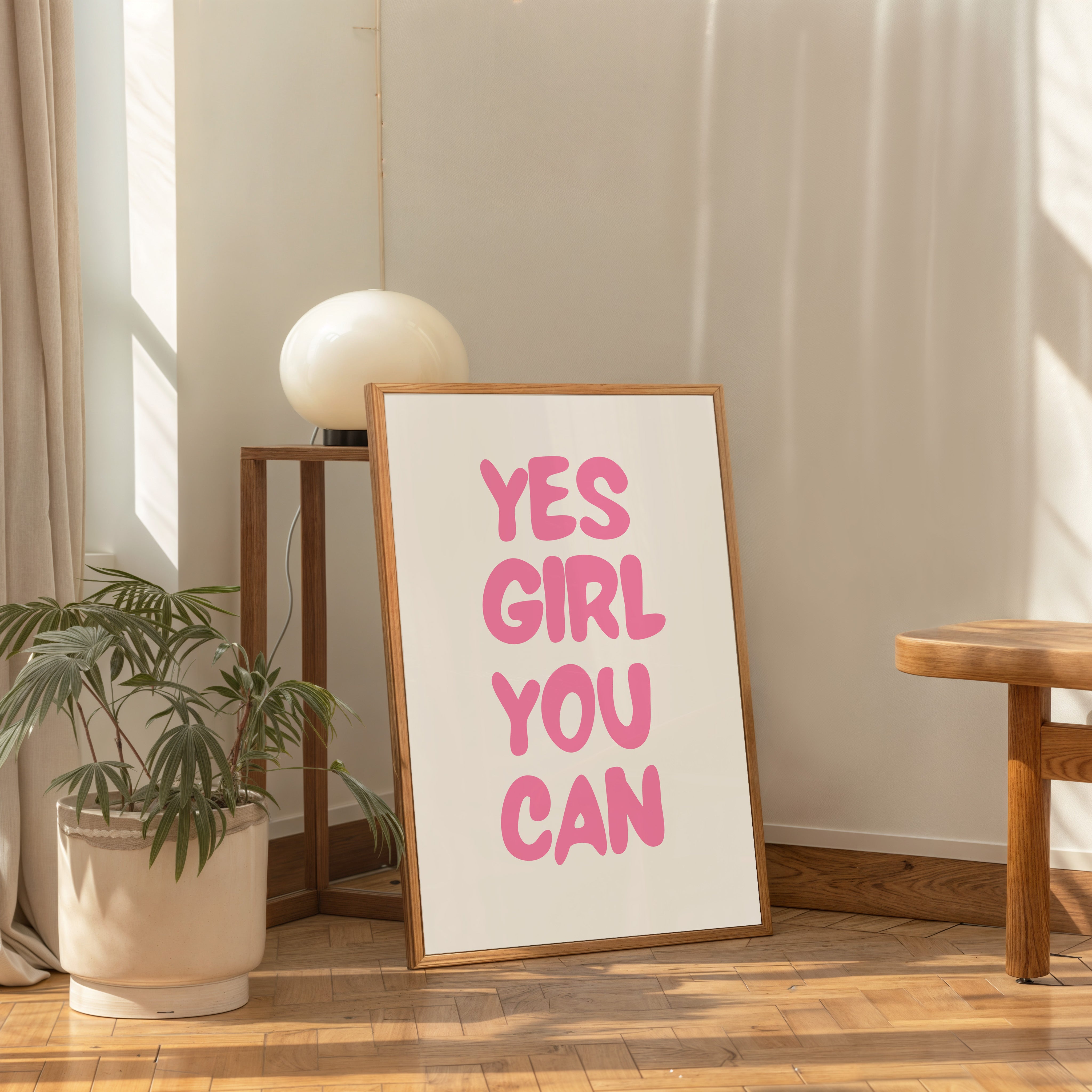 yes girl you can wall art motivational quote poster minimalist typography decor